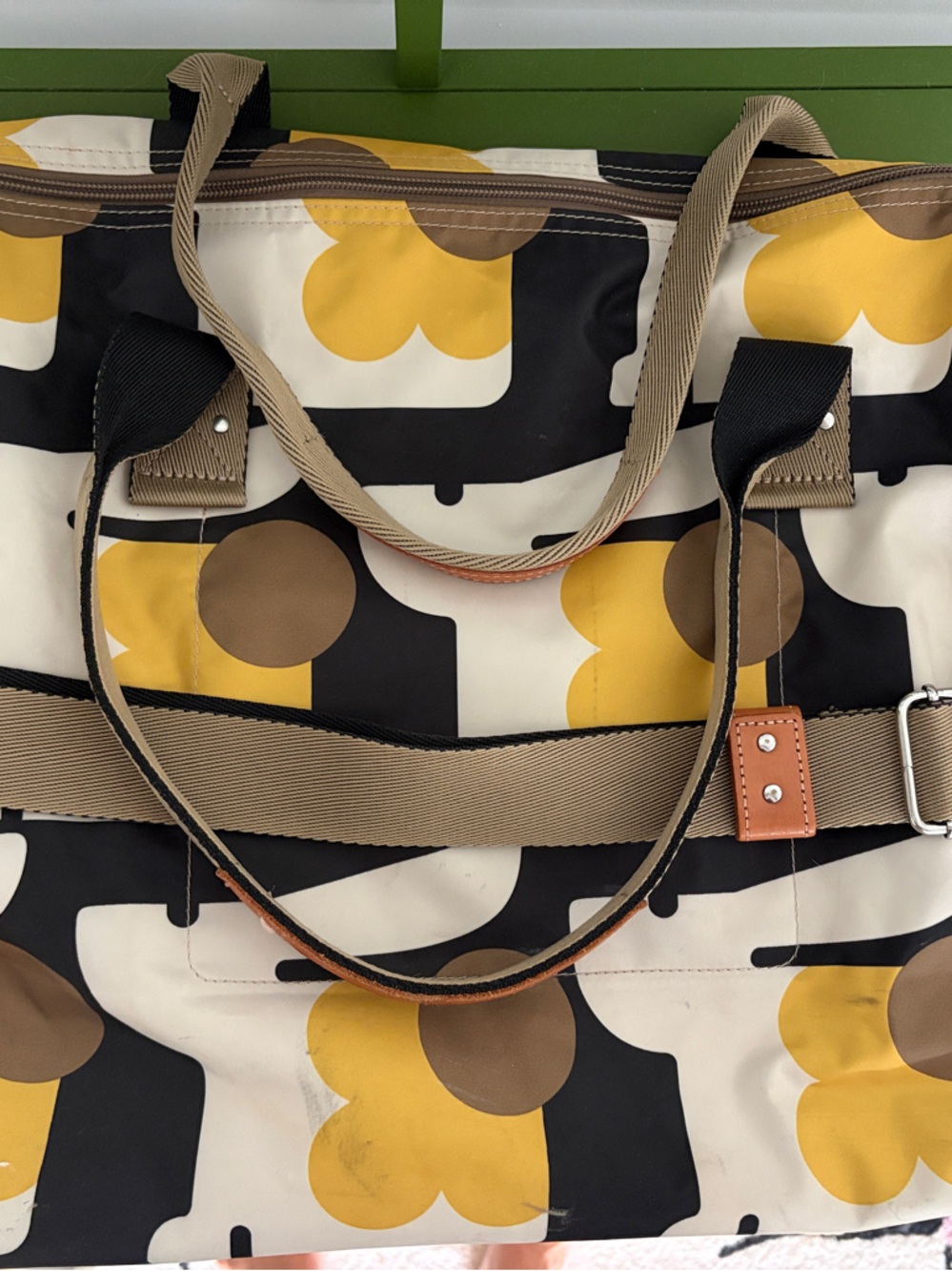 Orla Kiely Yellow, Brown & Black Bunny Pattern Travel Weekender
